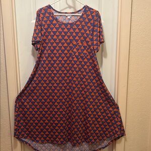 LuLaRoe Orange and Blue Geometric Dress